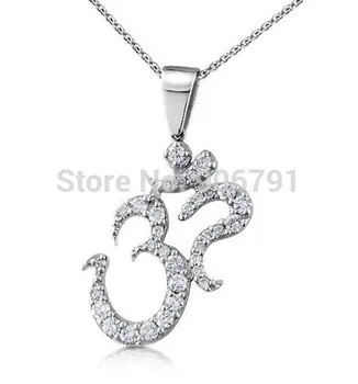 

50pcs a lot Solid rhodium plated Large Om AUM Pendant Necklace jewelry