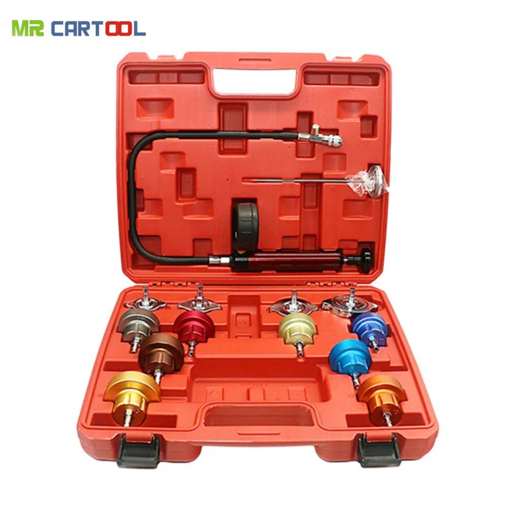 

Universal Car Radiator Water Pressure Tester 14PCS Auto Leak Detector tightness Vacuum tool Cooling System Coolant