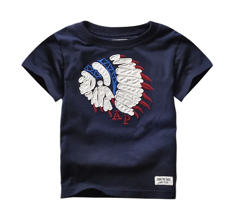 Футболка для маленьких мальчиков; детская одежда; летние детские топы с вышивкой; футболки из хлопка; футболка; enfant garcon