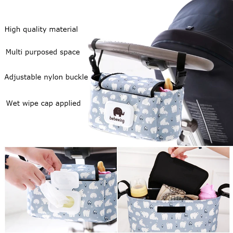 

Waterproof Large Capacity Baby Stroller Accessories Diaper Bag Cartoon Color Folding Elephant Organizer bottle Bag travel nappy