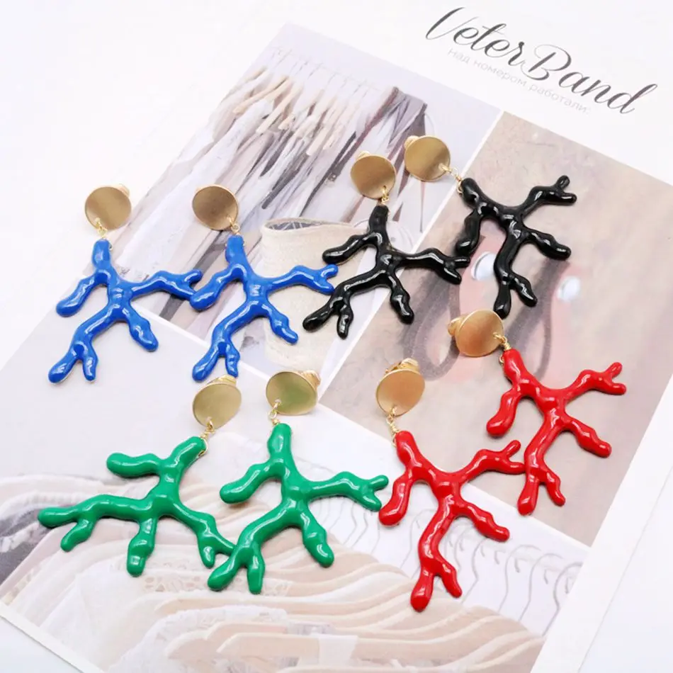 

Free Shipping Sweet Tree Branch Alloy Enamel Clip Earring