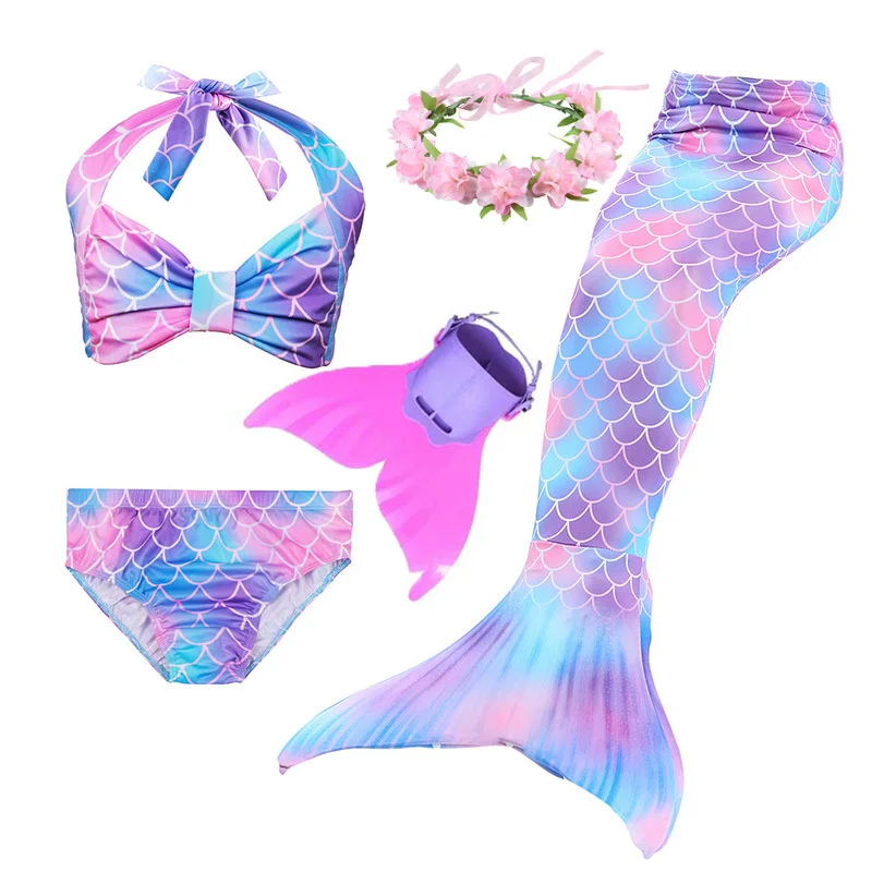 

Mermaid Tails Cosplay Costumes Kids Girls The Tail of Mermaid Costumes Swimming Bathing Suit Dress With Flipper Monofin For Swim