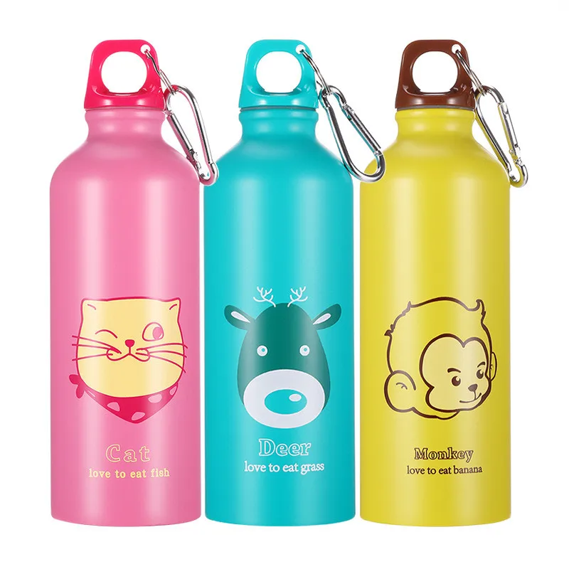 

500ml/17oz Bicycle Sports Outdoor My Water Bottle Stainless steel Cute Animal Pattern Portable Mountaineering buckle Kettle