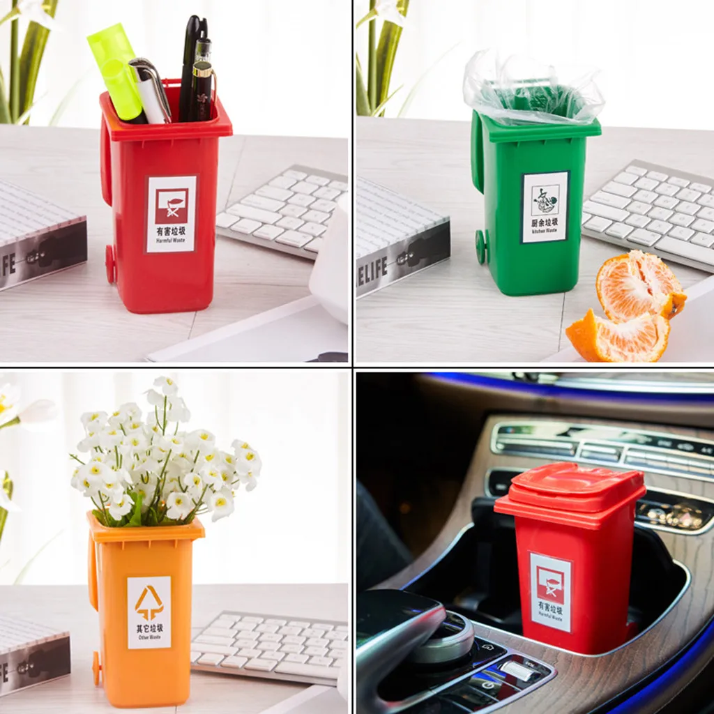 

Storage Box Mini Desktop Tidy Pen Bin Trash Can With Lid Stationery Holder Rubbish Garbage sorting box Birthday Gift organizador