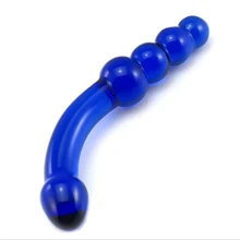 Double Head Glass Dildo Pyrex Crystal Penis Butt Plug Beads Anal Masturbation Toys Adult Female Sex Products for Couples Women