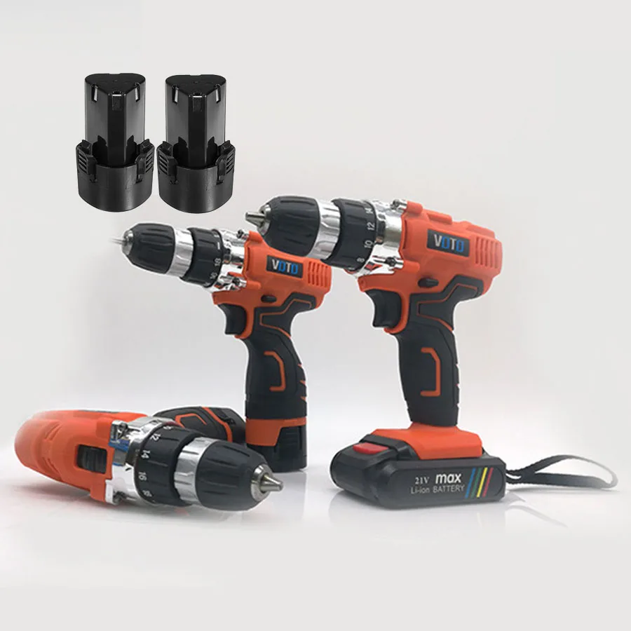 

VOTO V6 2*Battery Rechargeable Cordless Drill Electric Screwdriver Set Lithium Power Tools Screw Gun Driver 12V 16.8V 21V Orange