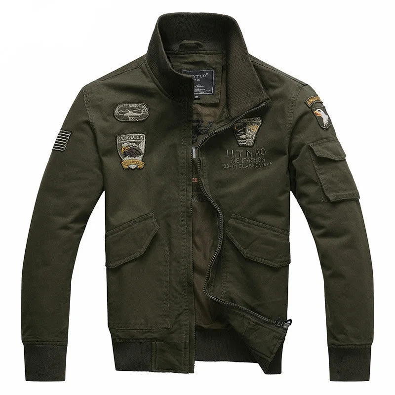 2017 классический мужской бомбер Модный хлопковый Повседневный военный пиджак брендовая одежда мужская куртка на молнии 4XL Мужская Верхняя