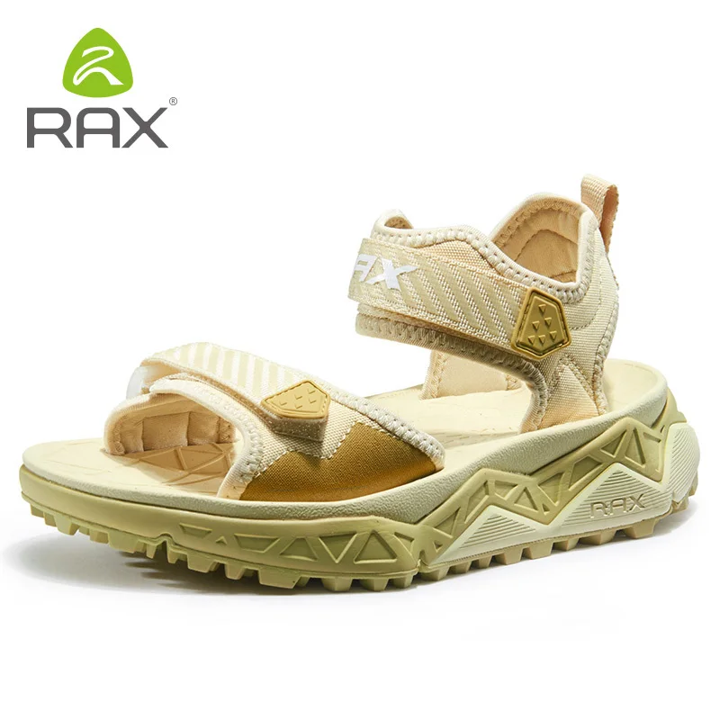 RAX/мужские спортивные сандалии; летние пляжные сандалии для мужчин; Водонепроницаемая Обувь для треккинга; Мужская дышащая обувь; женская обувь для рыбалки; быстрая обувь - Цвет: Light yellow men