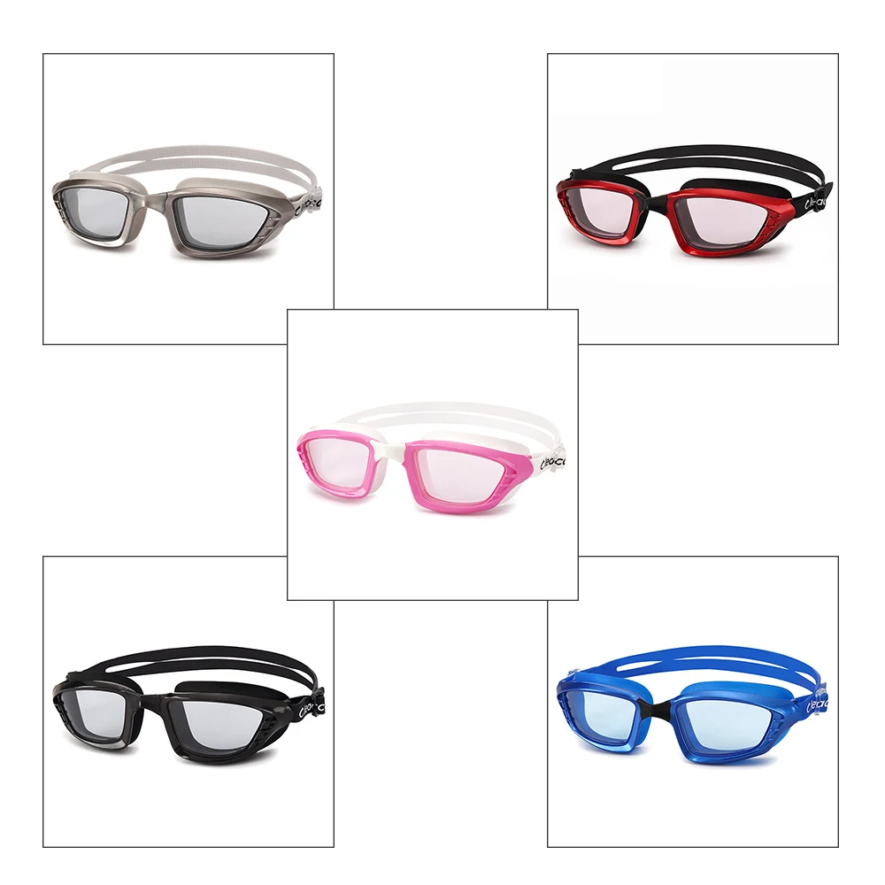 Adults Big Frame Anti Fog Electroplate Swimming Goggles Nose Bridges