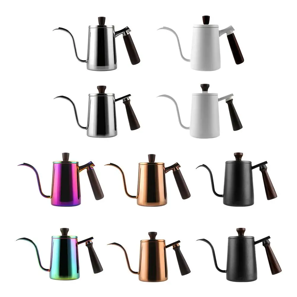 

Stainless Steel Coffee Pot Fine Mouth Drip Coffee Pot Coffee Maker Pour Over Coffee Kettle Wooden Handle Pot Long Mouth