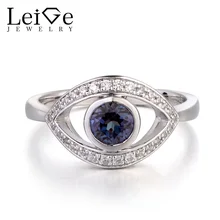 Leige Jewelry Color Changing Gemstone Lab Alexandrite Ring Wedding Rings Real 925 Sterling Silver Round Cut June Birthstone