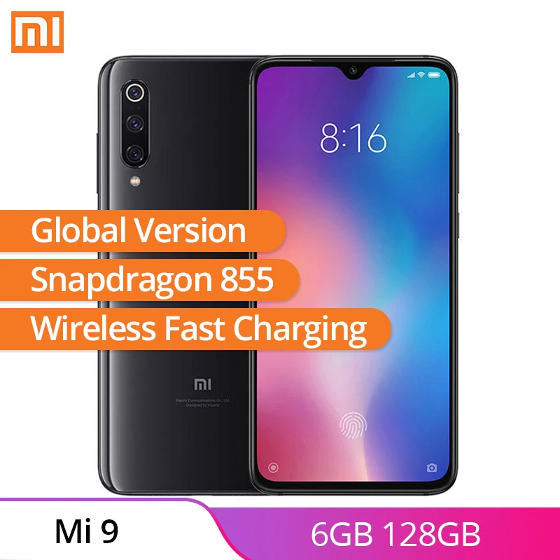 Xiaomi mi 9 6GB 128GB смартфон 20W с беспроводной зарядкой AMOLED экран Восьмиядерный 48MP + 16MP 12MP
