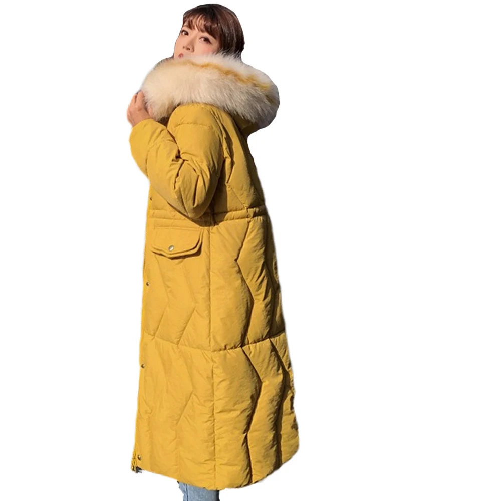 

Fur Collar Female Winter Coat Women Parkas long jacket for women with windproof sleeves thick double zipper jacket 1818