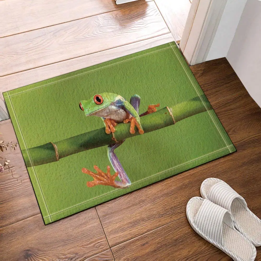 Printing Animals Decor Frog on the Bamboo Bath Rugs Non-Slip Doormat Floor Entryways Fashion Style Ins Mat Kids Bath Mat