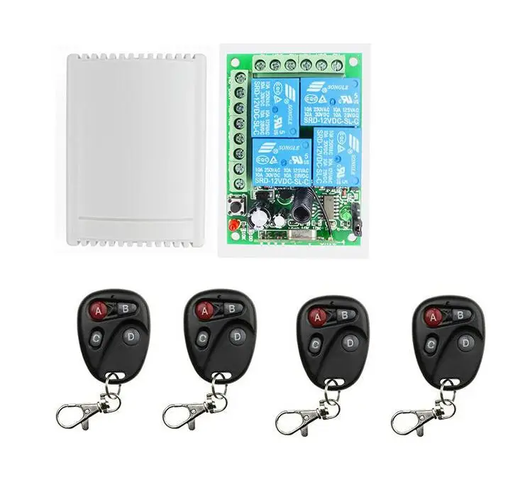 hot DC 12V 4 CH 4CH RF Wireless Remote Control Switch System teleswitch relay 3 X Transmitter | Электроника