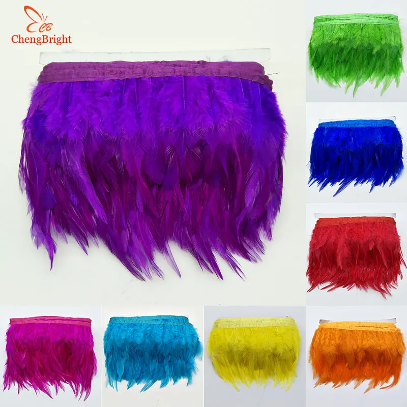 

CHENGVRIGHT 1 Meter 10-15CM Chicken Cock Feathers Trim Cloth Sideband Rooster Tail Feather Trims Clothing Wedding Decoration