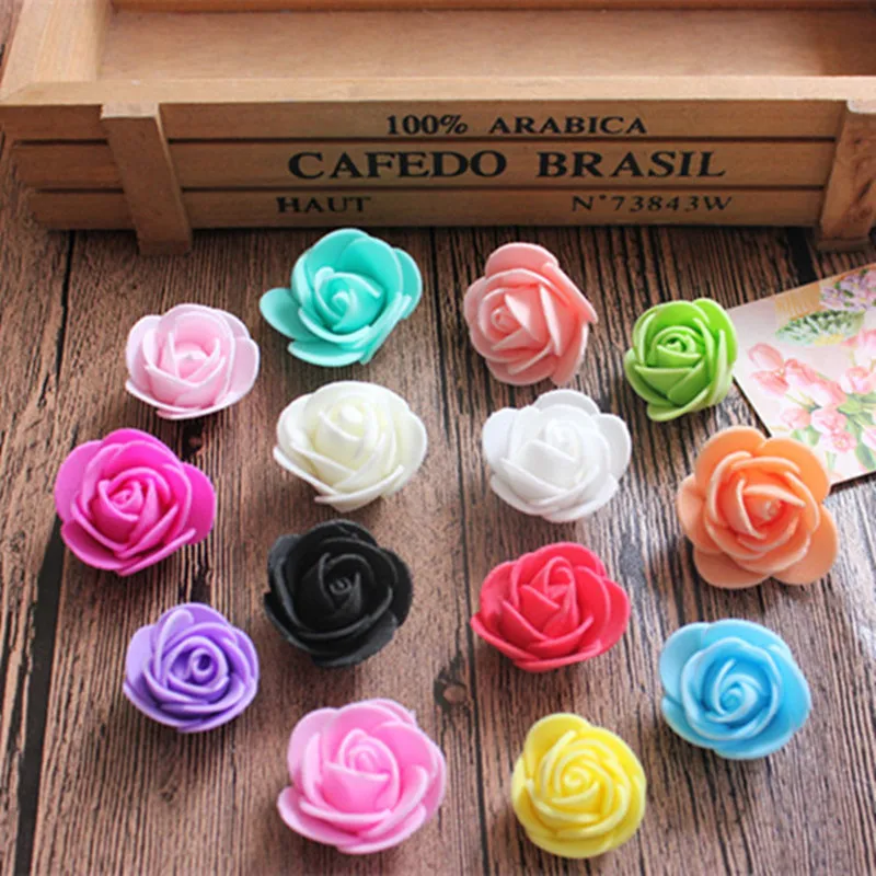 

30pcs Mini PE Foam Rose Artificial Flowers For Wedding Box Handmade Decoration DIY Pompom Wreath Valentine's day Fake Flowers
