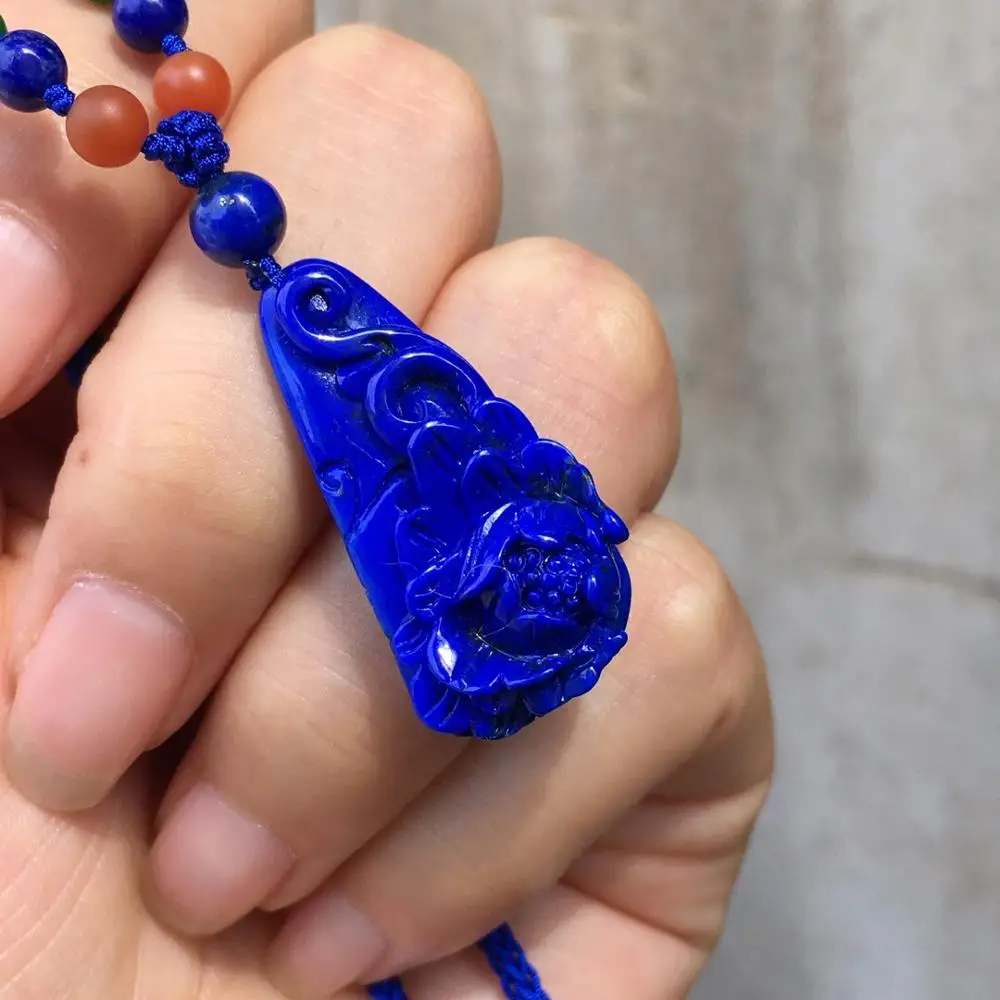 

Lapis Lazuli Necklace 100% Natural Blue Lapis Beads 32.8 17.2 10.5mm Power Necklaces for Women Fine Necklaces