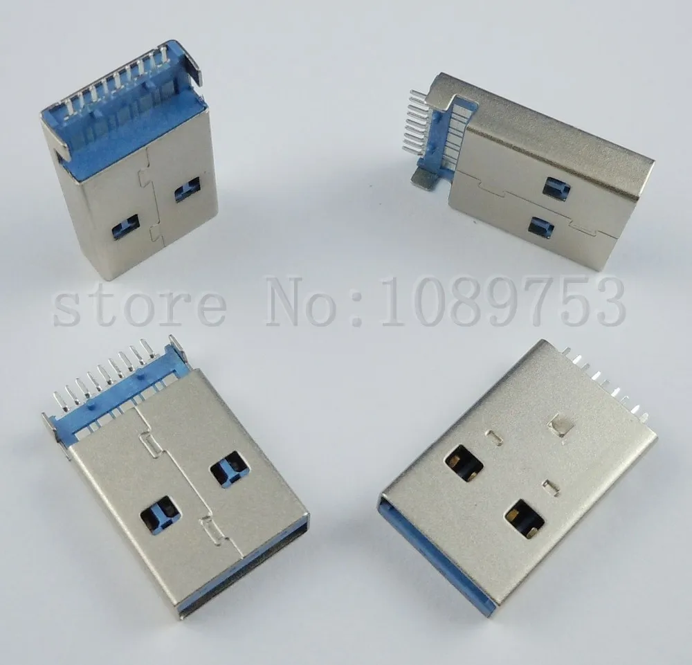 5Pcs USB 3.0 Type A 9 Pin Male Panel Mount DIP USB Connector