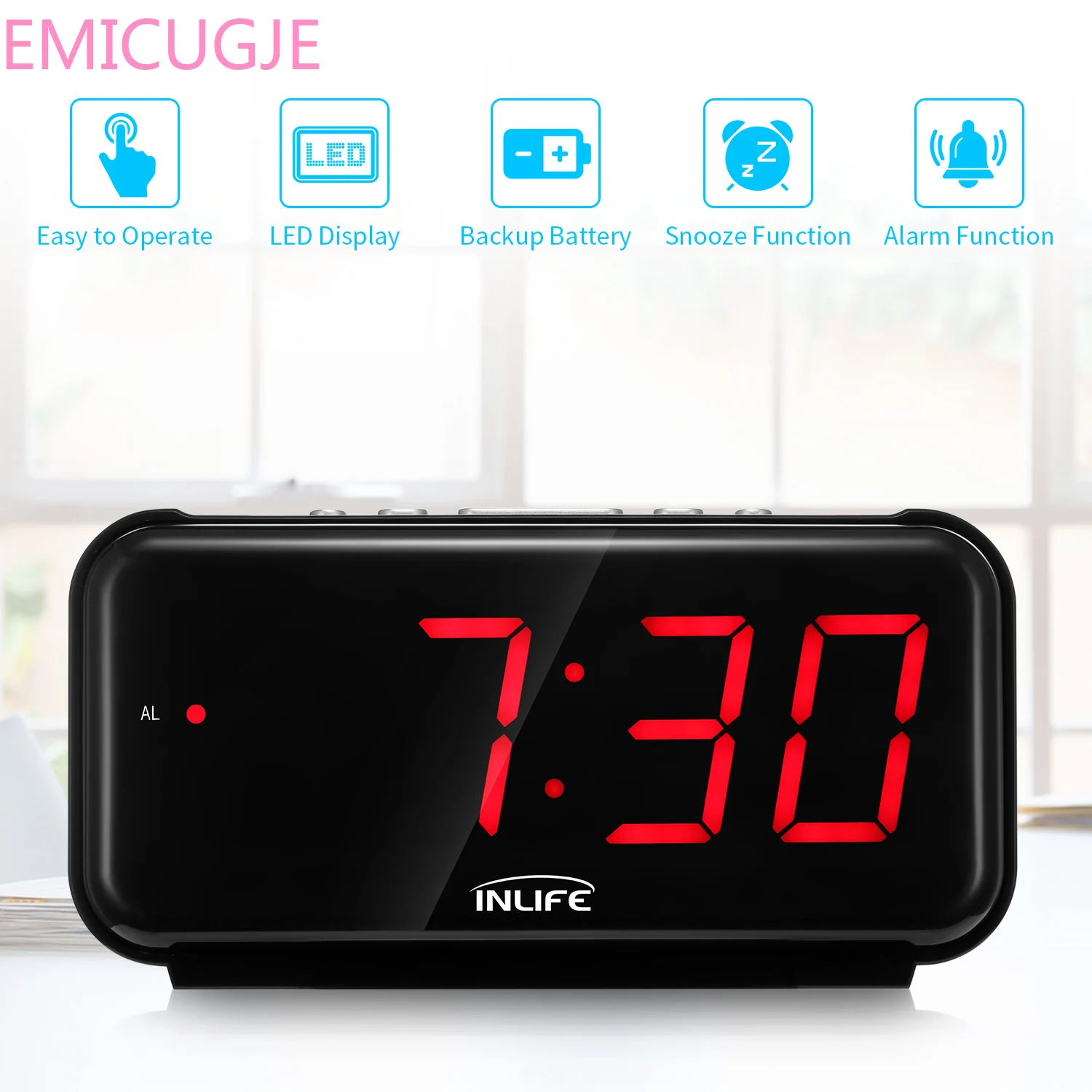 

Desktop Wake Up Light Electronic Large Time LED Alarm Clock With 6.7 Inch Large Screen Snooze Function Digital Alarm Clock