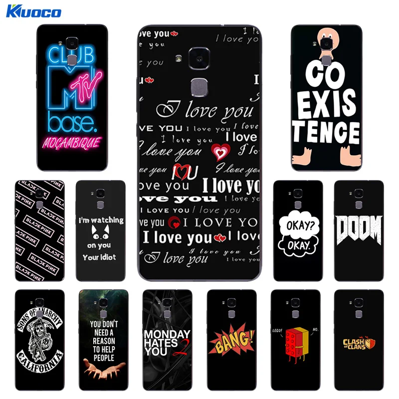 

for Huawei Honor 5C / 7 Lite / GT3 5.2" Soft Silicon Case Black Letters Printing for Huawei Honor 5 C Back Phone Cases Cover
