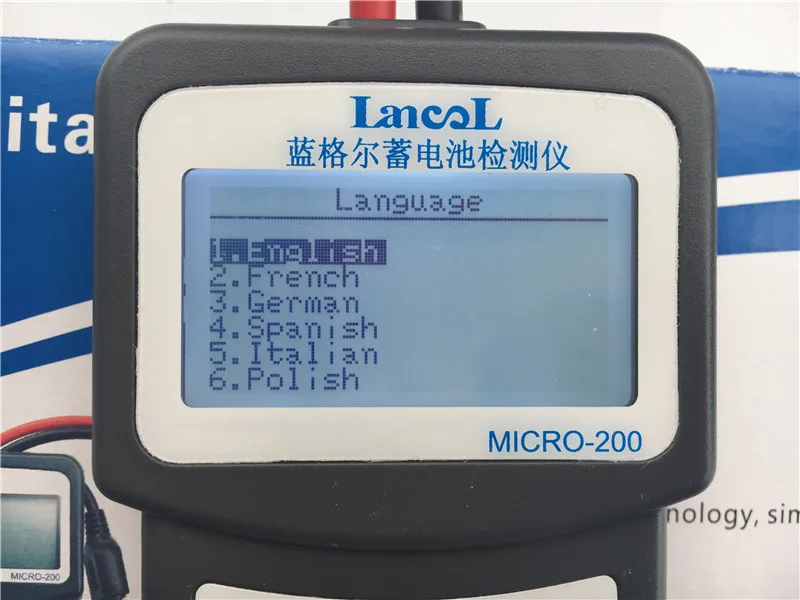 Lancol 12V автомобильный тестер нагрузки батареи MICRO-200 30-200Ah с USB для печати на английском языке