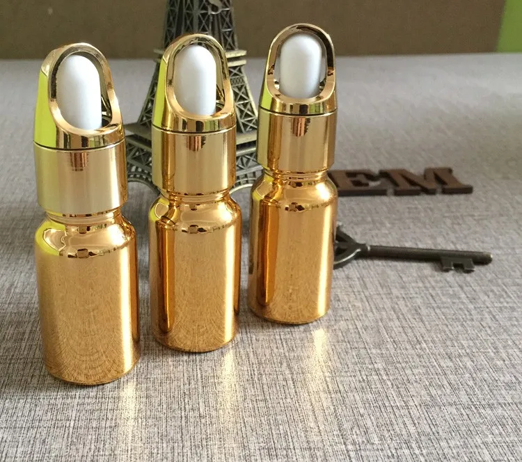 Banhado a Ouro Garrafa de Óleo Conta-gotas de Vidro Cor de Ouro Peças Alta Temperatura Frasco Conta-gotas Essentical Pequeno Atacado 50 10 ml 1 essentical 10 ml pequeno conta-gotas de vidro cor de ouro atacado