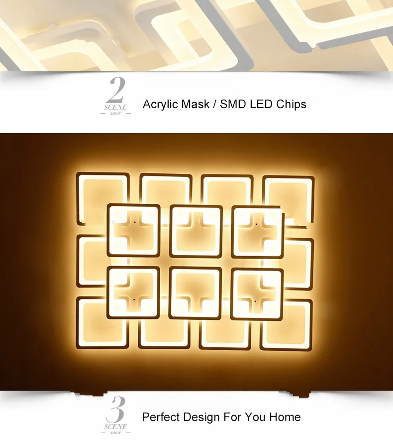 Прямоугольная современная светодиодная потолочная люстра для гостиной спальни AC85-265V квадратная Потолочная люстра