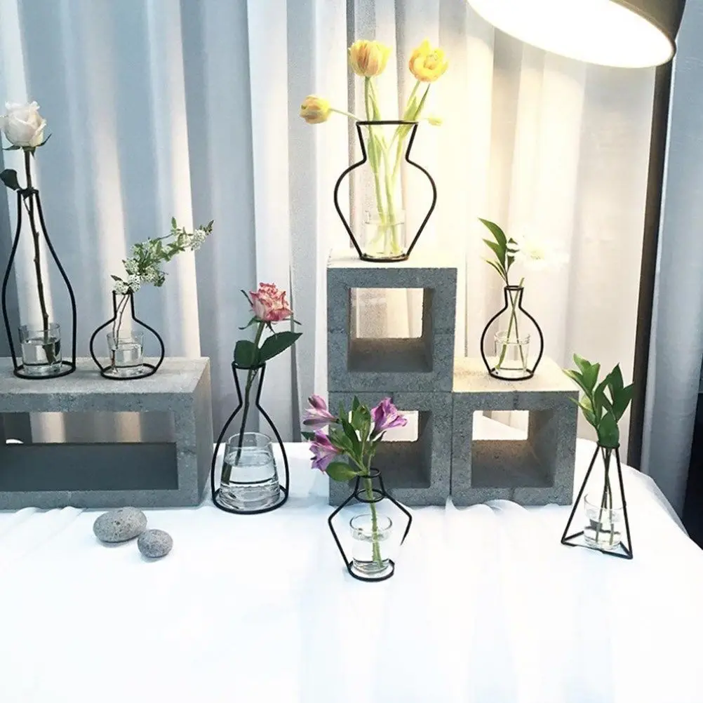 Креативный художественный стиль ретро железная линия цветы ваза металлический держатель для растений современный сплошной скандинавский стиль s железная ваза для домашнего искусства садовый декор