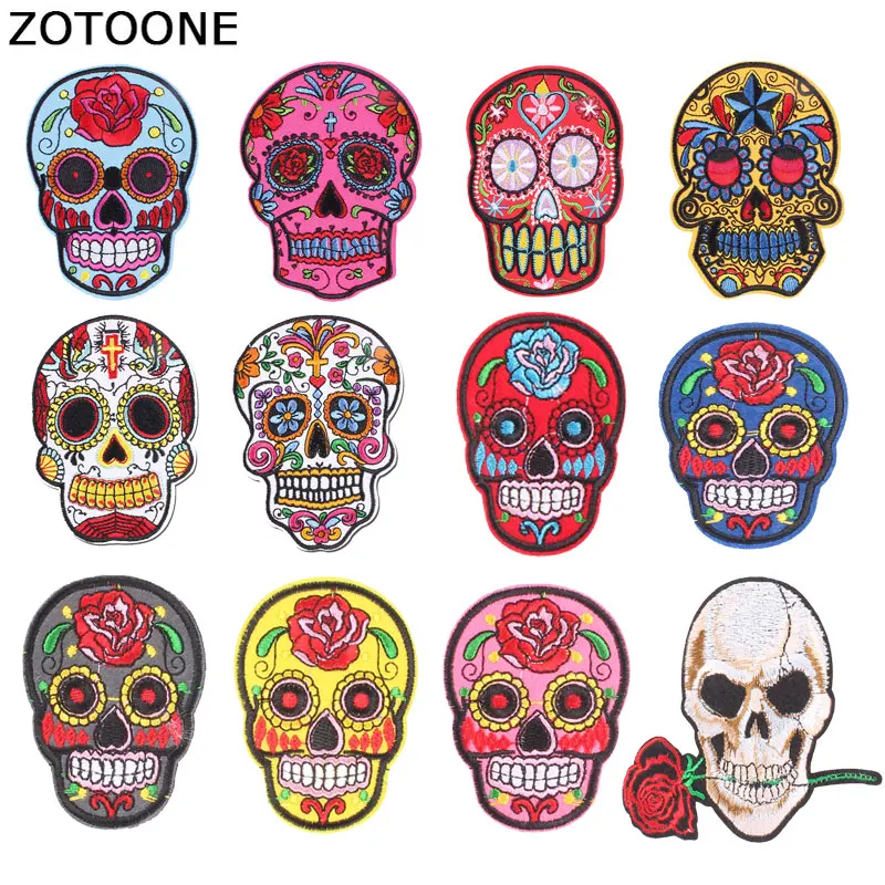 

ZOTOONE Skull Patches Cheap Cool Stickers Iron on Clothes Heat Transfer Applique Embroidered Applications Cloth Fabric G