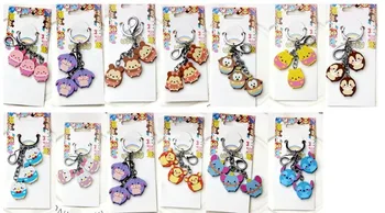 

New 10pcs/lot cartoon stitch Donald Duck Daisy mickey minnie mixed wooden pendant Keychain Key ring kids toy gifts