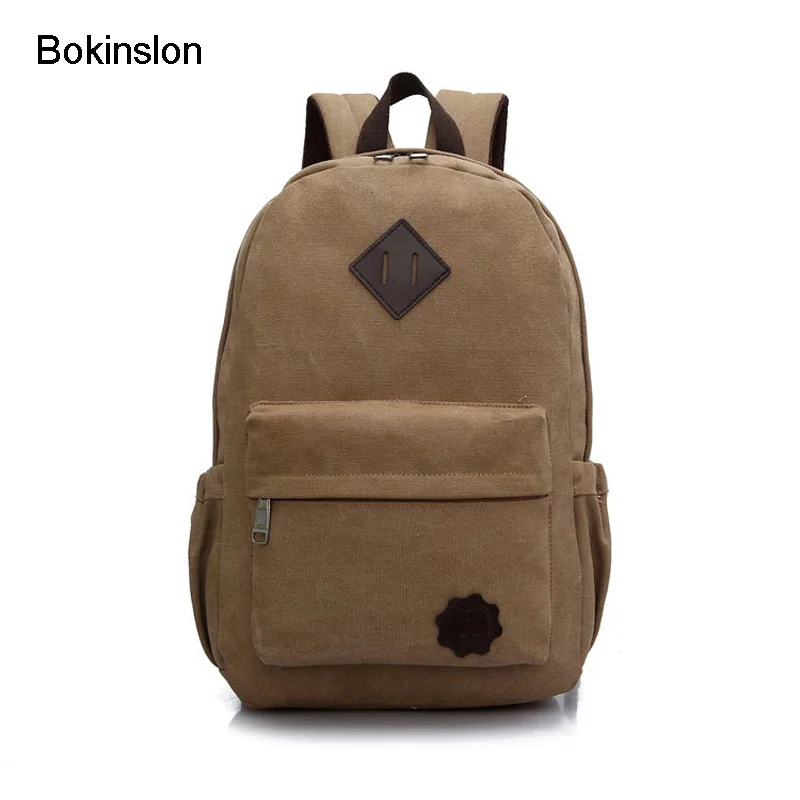 Bokinslon Canvas Backpack Men's Fashion Brand Famous Mens Student ...