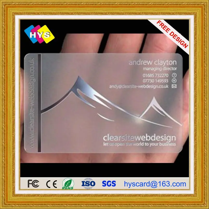 

High quality good price transparent business card and clear card supply