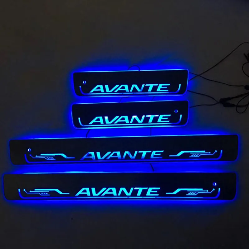 Для двери Avante, Динамический светодиодный светильник, Накладка на порог, добро пожаловать, педаль, аксессуары для стайлинга автомобилей, Мерцающая дверная подсветка для HYUNDAI Avante