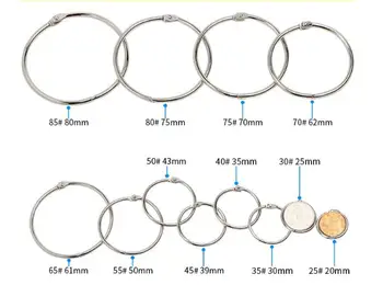 

50pcs Staple Metal Hinged Ring Book Binder Craft Photo Album Split Keyring Scrapbook ring 20mm-80mm