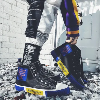 

Autumn New Trend Explosion Models High-top Canvas Shoes Men's Shoes Sports Black Casual Style Cool & Handsome Student Shoes