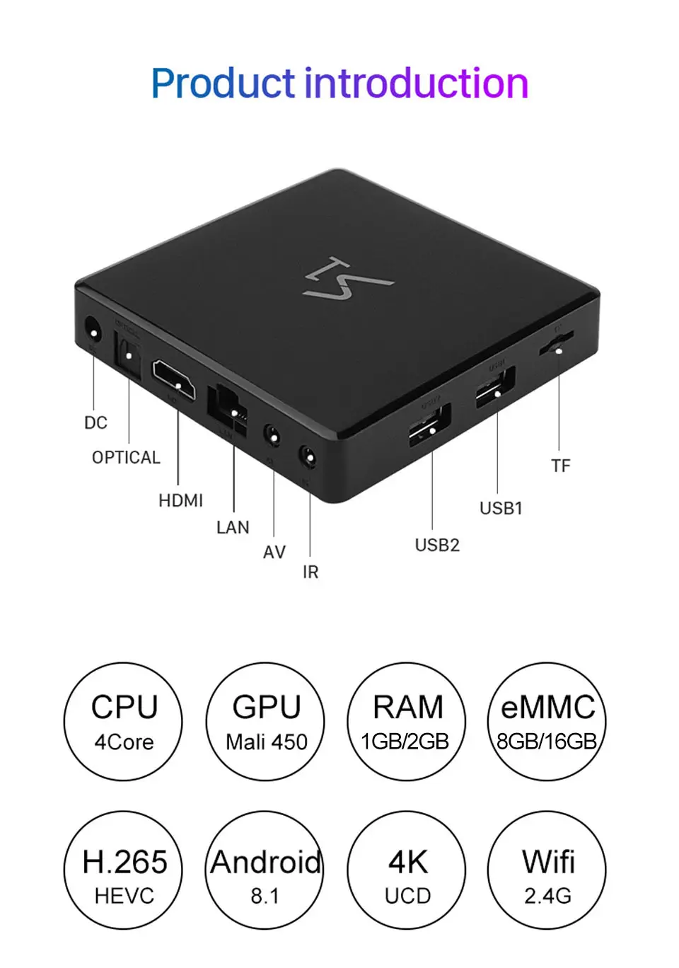 Leadcool S1 Android 8.1 TV Box RK3229 Mali400MP 1G8G 2G16G Support 2.4G wifi Ethernet 100M HDMI 2.0 Media Player for TV Box 4K (7)