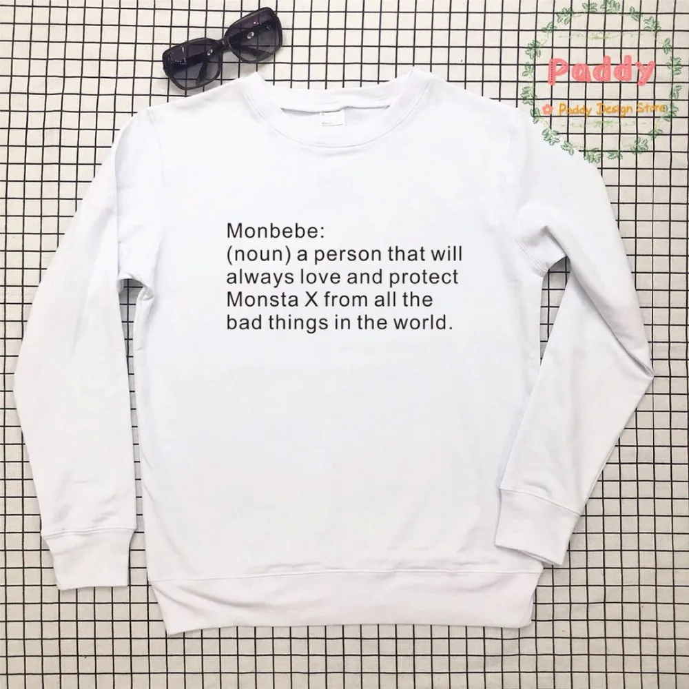 Джемпер Monsta X с надписью KPOP Monbebe noun свитшот круглым вырезом уличные пуловеры топы