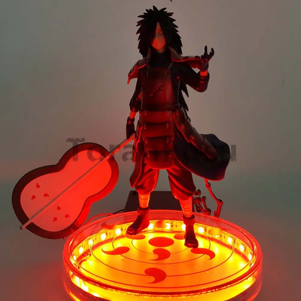 Наруто фигурка Учиха Мадара светодиодная Риннеган база 200 мм Наруто Shippuden Uchiwa Madara фигурка Коллекционная модель игрушки