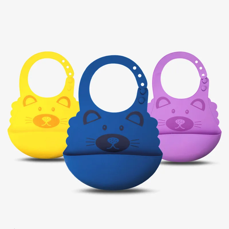 

Newborn Baby Bibs Waterproof Silicone Feeding Baby Bibs Adjustable Burp Cloths Baby Cartoon Prints Infant Boy Girl Bibs