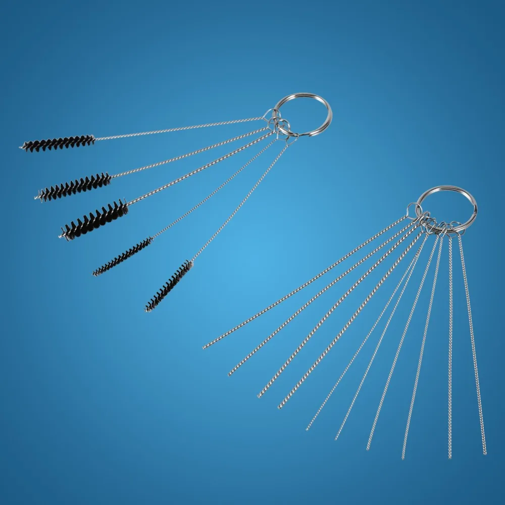 Carburetor Carbon Dirt Jet Remove 10 Cleaning Needles and 5 Brushes