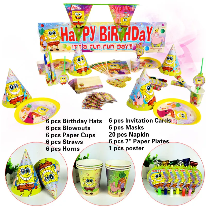 Quality Spongebob Squarepants Kids Birthday Party Decoration Set