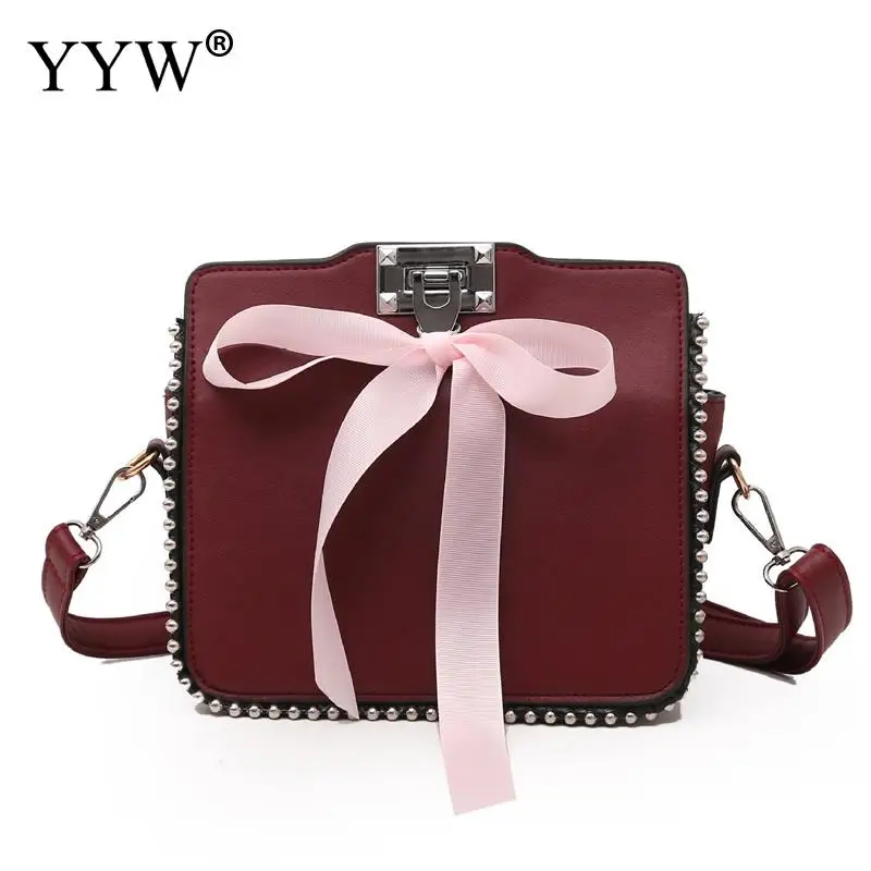 

Vintage Crossbodys Bag For Women Black Bow Ribbons Shoulder Messenger Bags Female Purse Handbag Clutch Bolso Mujer