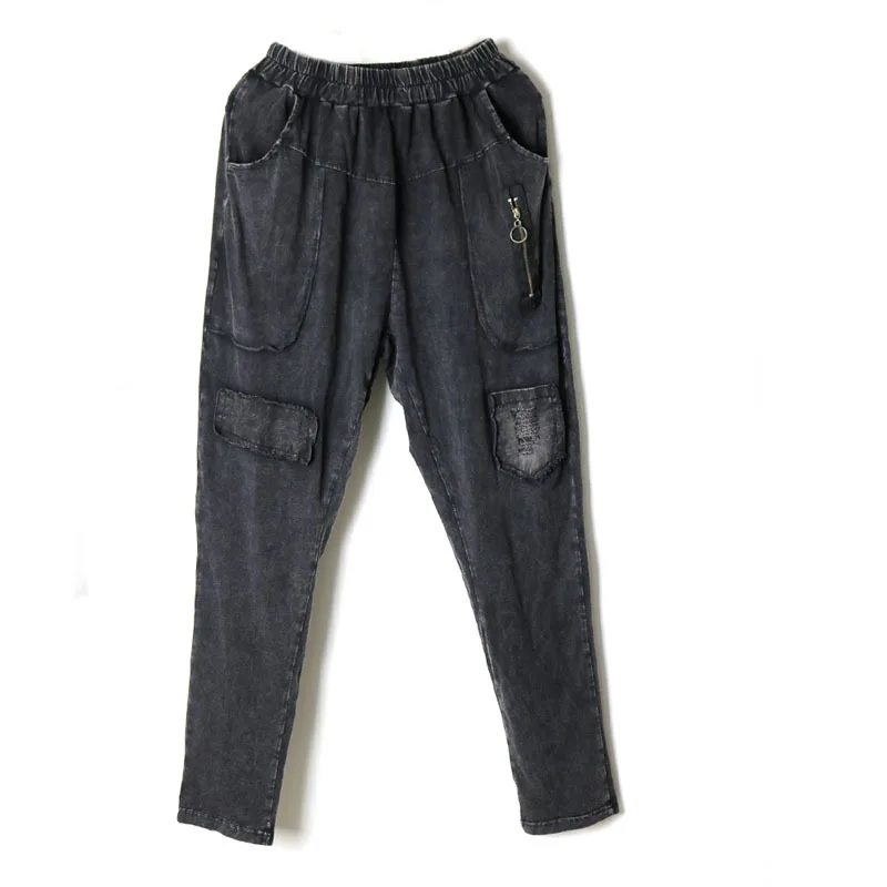 

Fashion Pants Women Haren Trousers Punk Rock Vintage Casual Elastic Waist Ankle-Length Pants Women's Clothing Clothes