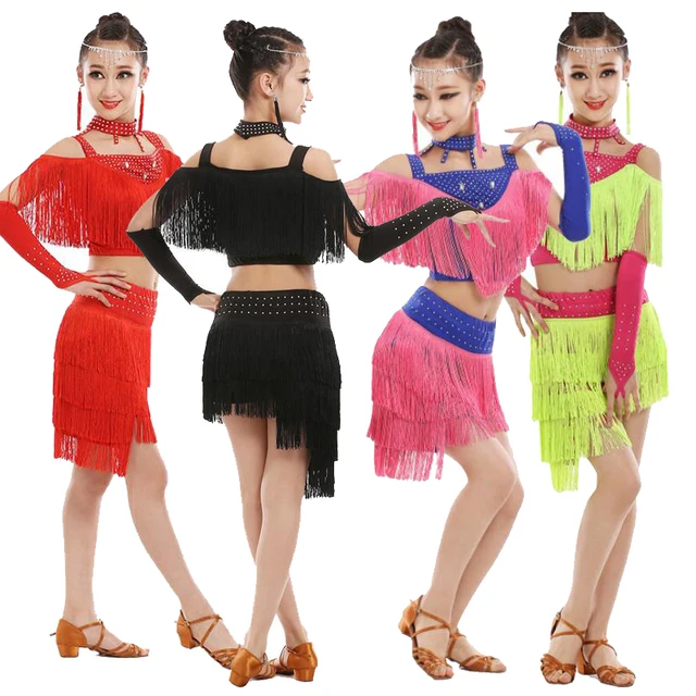 OTMYIGO Robe De Danse Latine Pour Filles U00e0 Manches Moyennes Pour