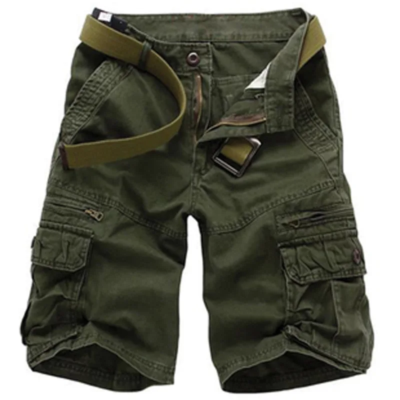 Мужские камуфляжные шорты Карго, высокое качество, хлопок, мужские повседневные свободные шорты, мужские армейские короткие штаны, бермуды - Цвет: Army Green
