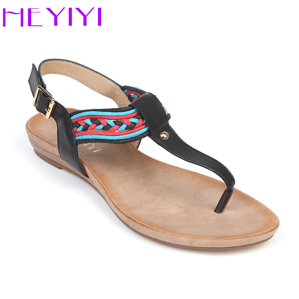 melhor Sandálias Flat Mulheres Sapatos para As Mulheres Verão Flip Flops Cor Mix Tanga Praia Do Dedo Do Pé Macio Confortável Ocasional Cinta Fivela HEYIYI
