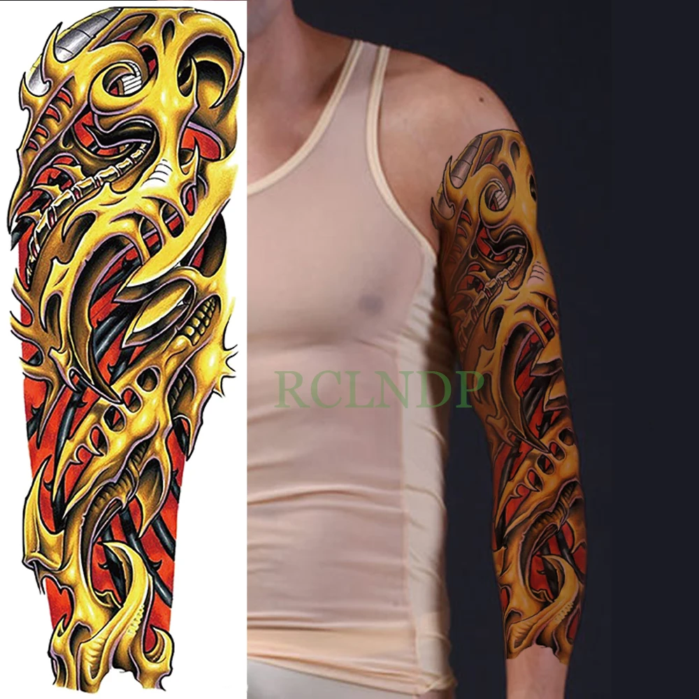 Водостойкая временная татуировка наклейка механика крутая полная рука большой размер временная татуировка флэш-тату рукав для мужчин