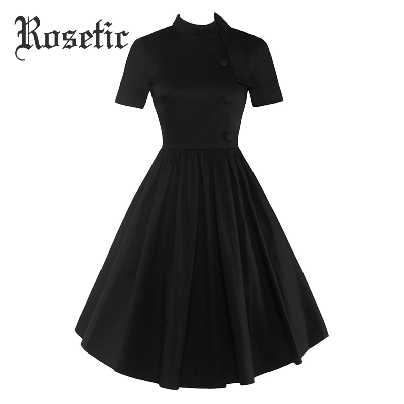 Rosetic Gothic Dress Black Summer Women Expansion Patchwork Party