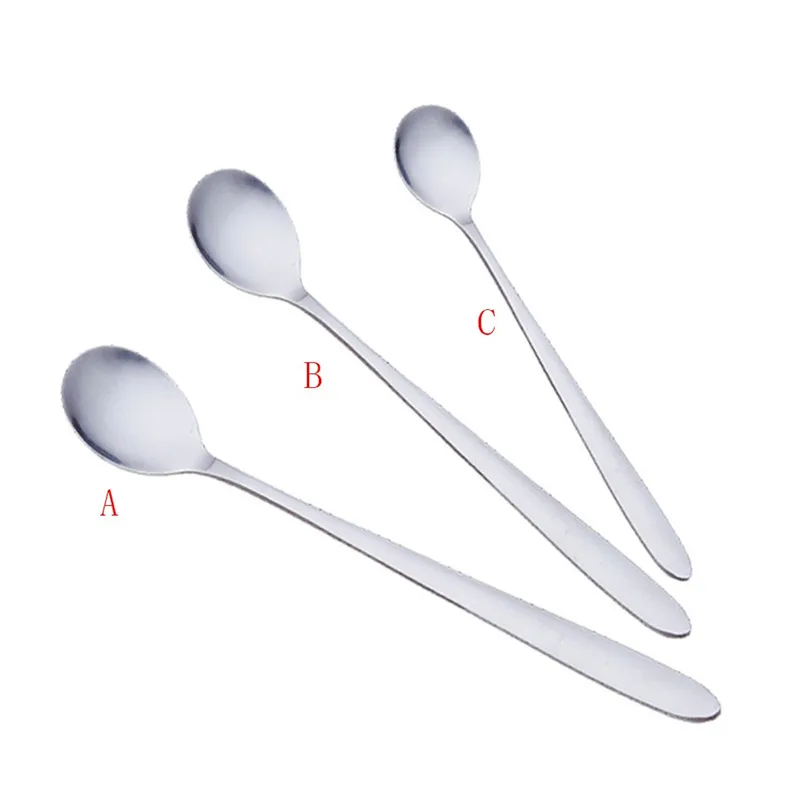 Stainless Steel Teaspoon Long Handle Spoons Flatware Coffee Drinking Tools Kitchen Gadget Ice Cream Soda Western Spoon 40JY1514